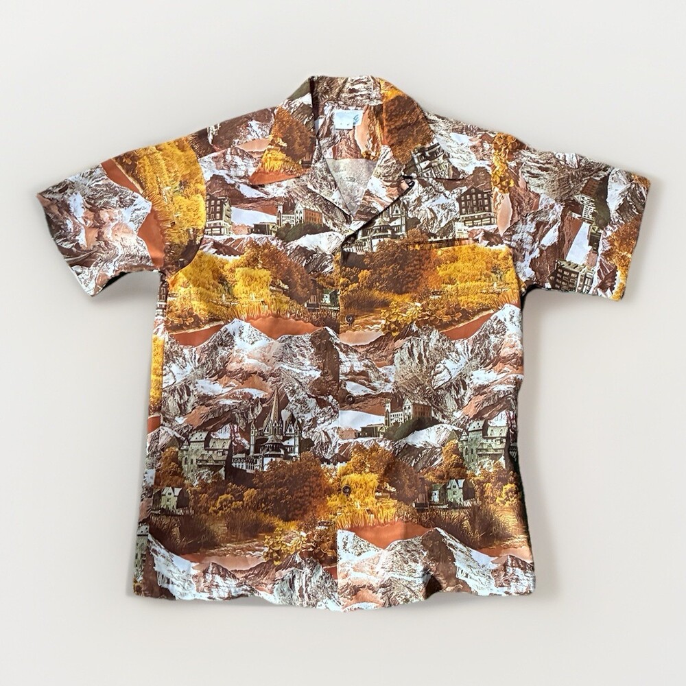 VTG 70s Kolekole Short Sleeve Aloha Hawaiian Burnt Orange Sz M Made In Hawaii